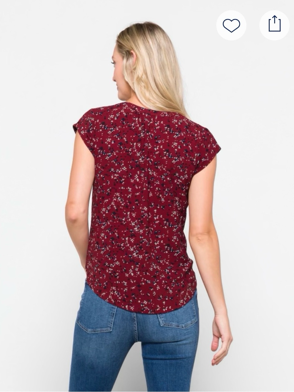 41 Hawthorn Burgundy Floral Cap-Sleeve Blouse - Picture 5 of 7